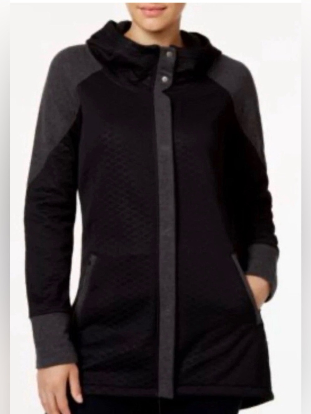 The North Face Women Recover Up Quilted Hooded Jacket Black Gray Size Medium